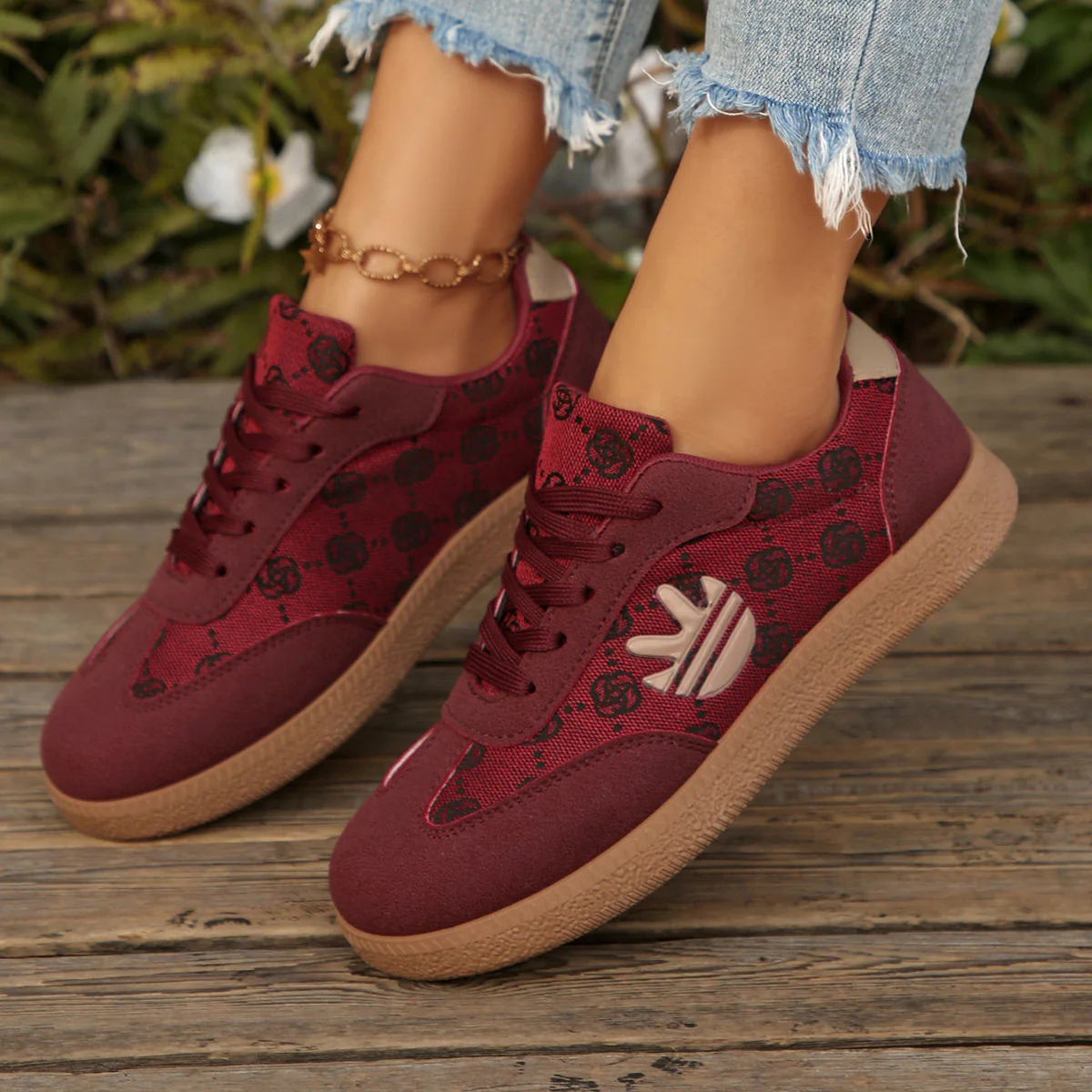Damen Sportliche Sneakers mit bequemer samtiger Oberfläche und trendigem Grafikdesign Heidi Mode - Image 2