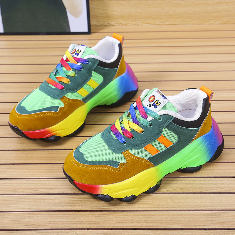 Damen Sportliche Sneakers mit buntem Farbverlauf und atmungsaktiver Mesh-Oberfläche Heidi Mode - Image 6