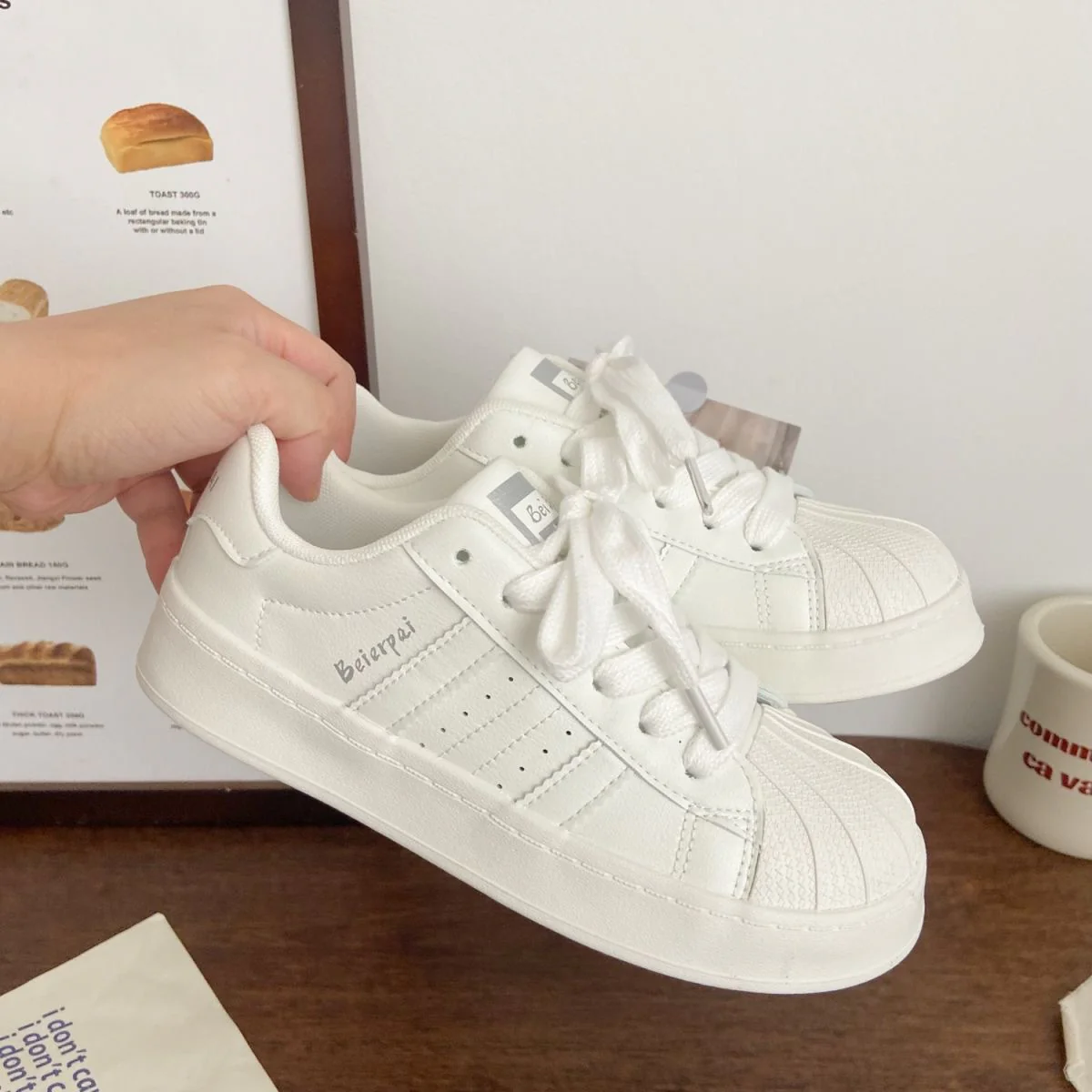 Damen Sportliche Sneakers mit dickem Sohlenprofil und atmungsaktiver Obermaterialstruktur Heidi Mode