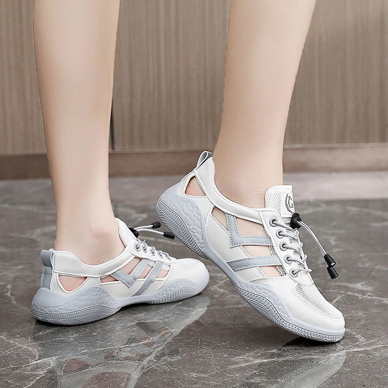 Damen Sportliche Sneakers mit elastischem Schnürsystem und atmungsaktiver Obermaterialstruktur Heidi Mode - Image 4