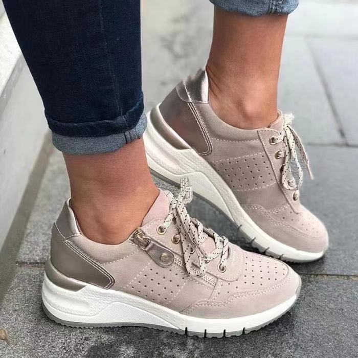 Damen sportliche Sneakers mit elegantem Reißverschluss und hohem Komfort Heidi Mode