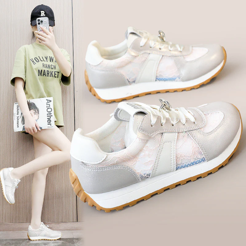 Damen sportliche Sneakers mit funkelndem Kristall und atmungsaktiver Oberfläche Heidi Mode - Image 2