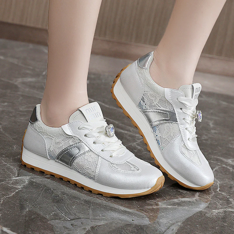 Damen sportliche Sneakers mit funkelndem Kristall und atmungsaktiver Oberfläche Heidi Mode - Image 4