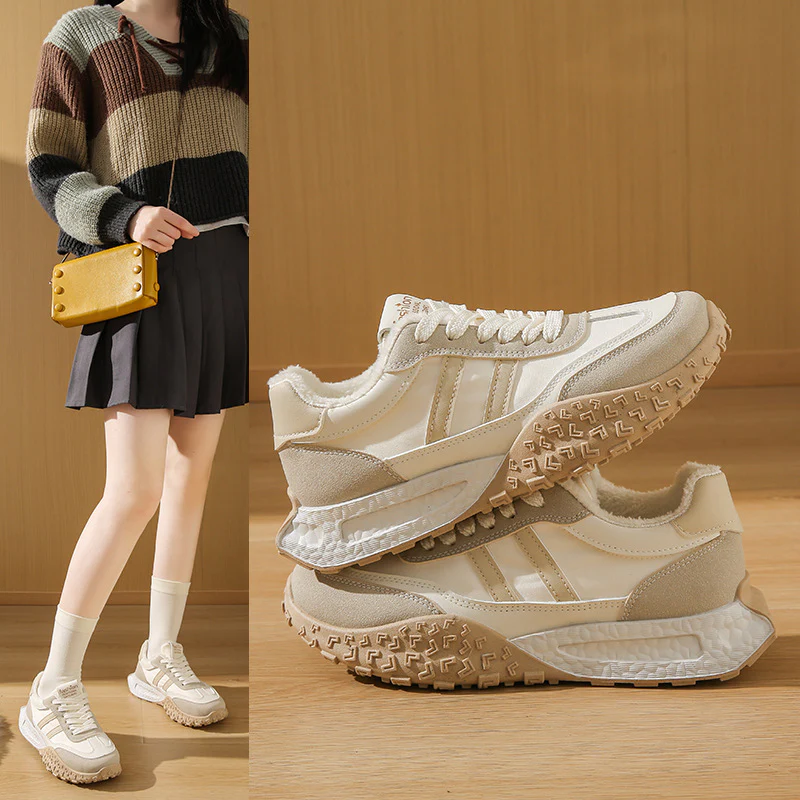 Damen Sportliche Sneakers mit futuristischem Design und kuscheligem Innenfutter Heidi Mode