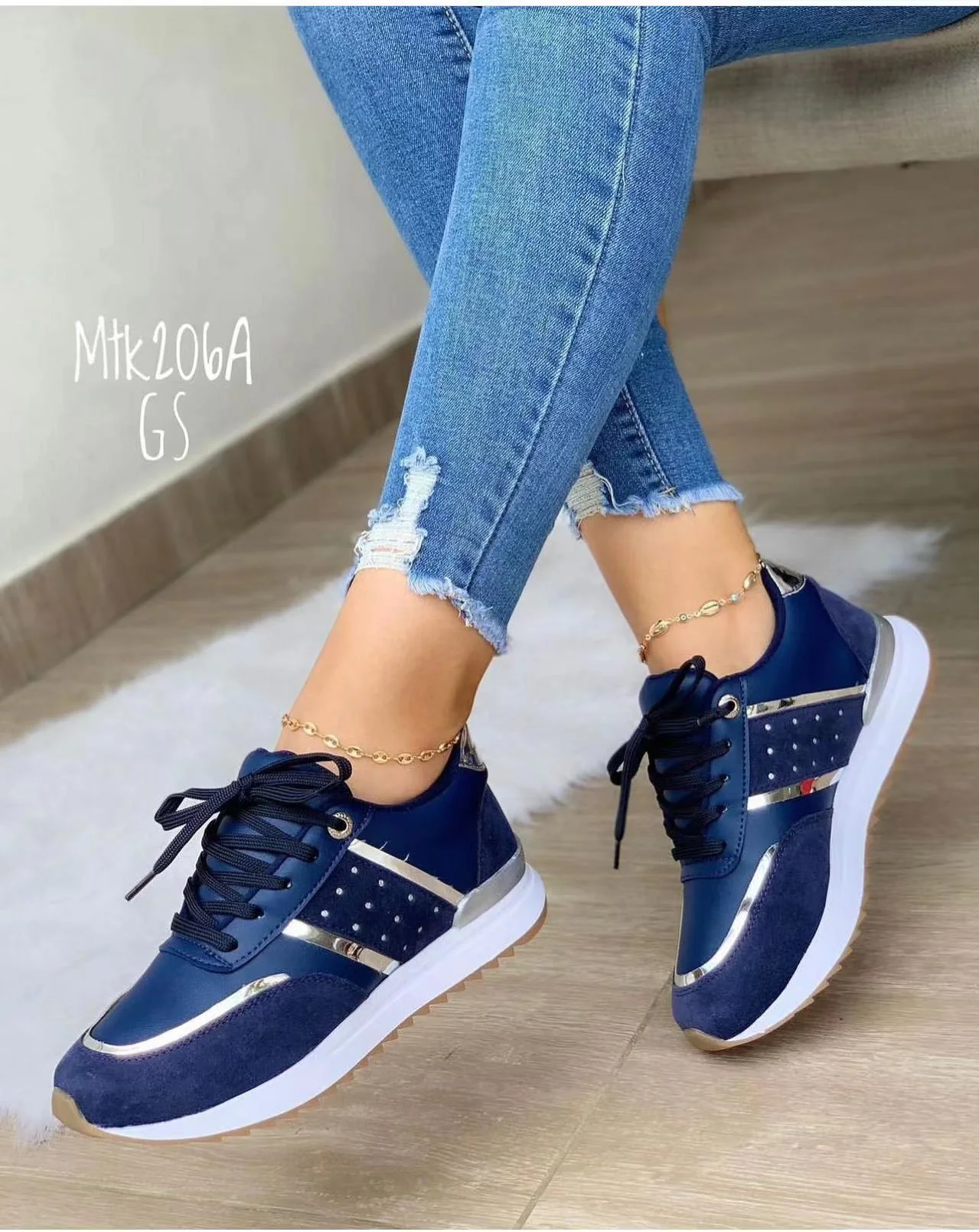 Damen Sportliche Sneakers mit Glitzer-Akzenten Heidi Mode - Image 8