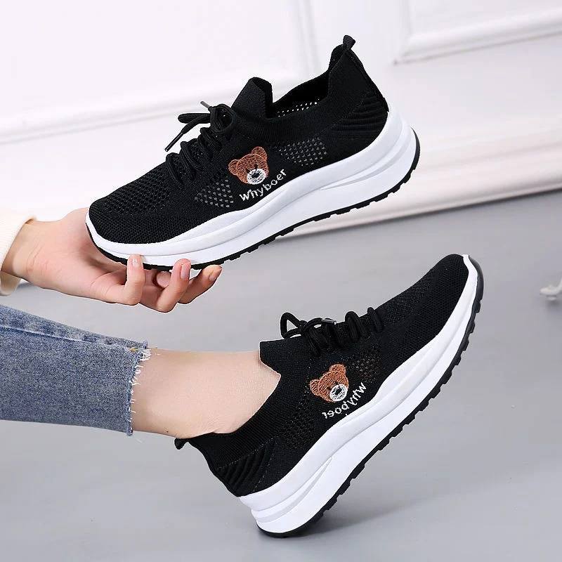 Damen Sportliche Sneakers mit hochwertigem Strick-Obermaterial und elastischem Schnürsystem Heidi Mode - Image 2