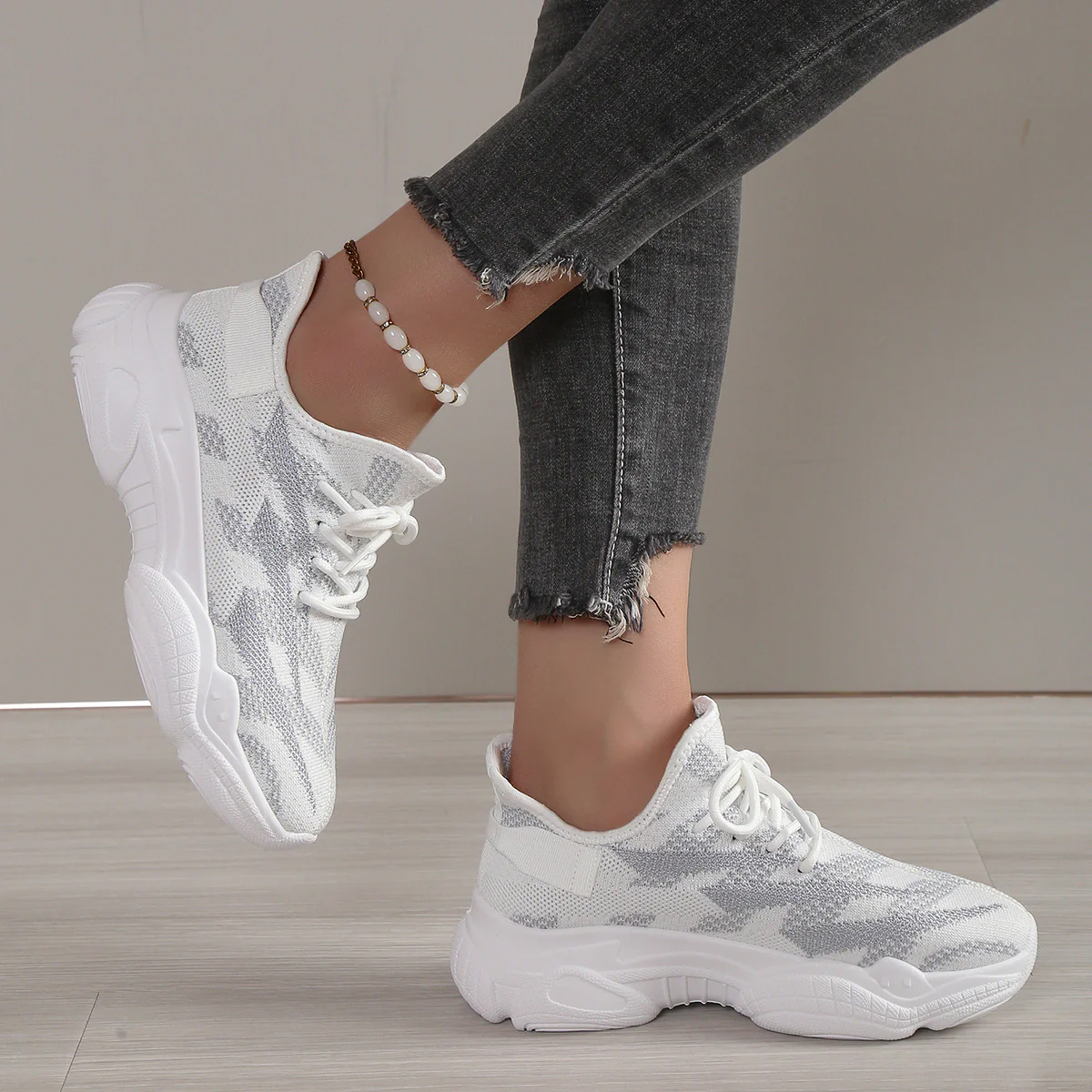 Damen Sportliche Sneakers mit innovativer Strickoberfläche und flexibler Laufsohle Heidi Mode - Image 2