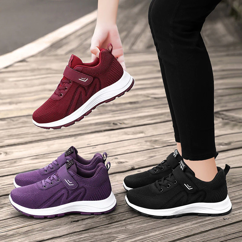 Damen Sportliche Sneakers mit Klettverschluss und atmungsaktivem Mesh-Obermaterial Heidi Mode