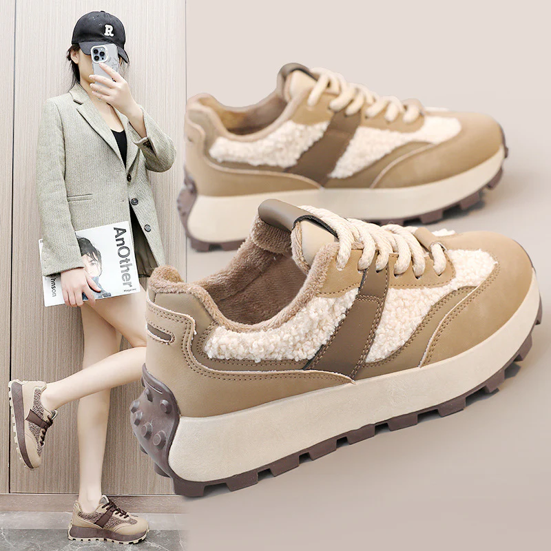 Damen Sportliche Sneakers mit Warmfutter und rutschfester Laufsohle Heidi Mode