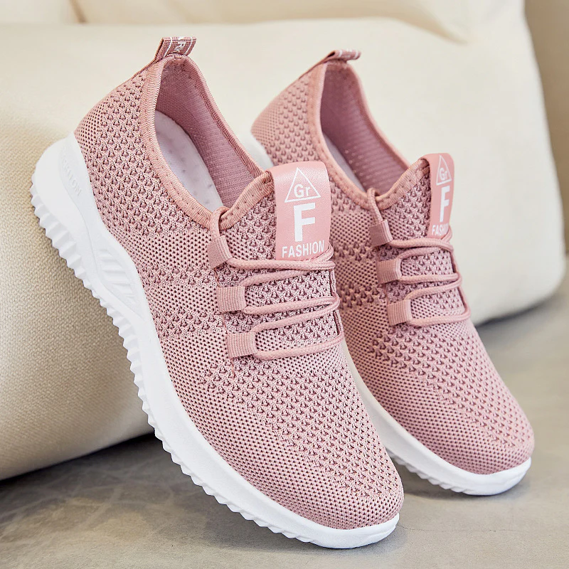 Damen Sportliche und atmungsaktive Sneakers mit flexiblem Strickoberteil Heidi Mode