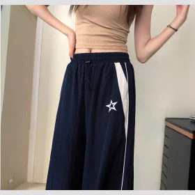 Damen Sportliche Weite Hose mit Seitlichen Streifen und Elastischem Bund Heidi-Mode - Image 3