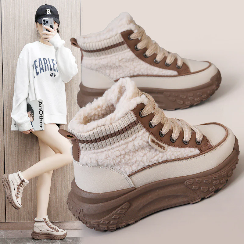 Damen Sportliche Winter Sneaker mit kuscheligem Innenfutter und rutschfester Laufsohle Heidi Mode