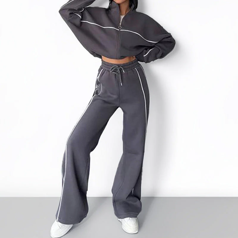 Damen Sportliches Loungewear-Set mit Hohem Kragen und Weitem Schnitt Heidi-Mode - Image 9