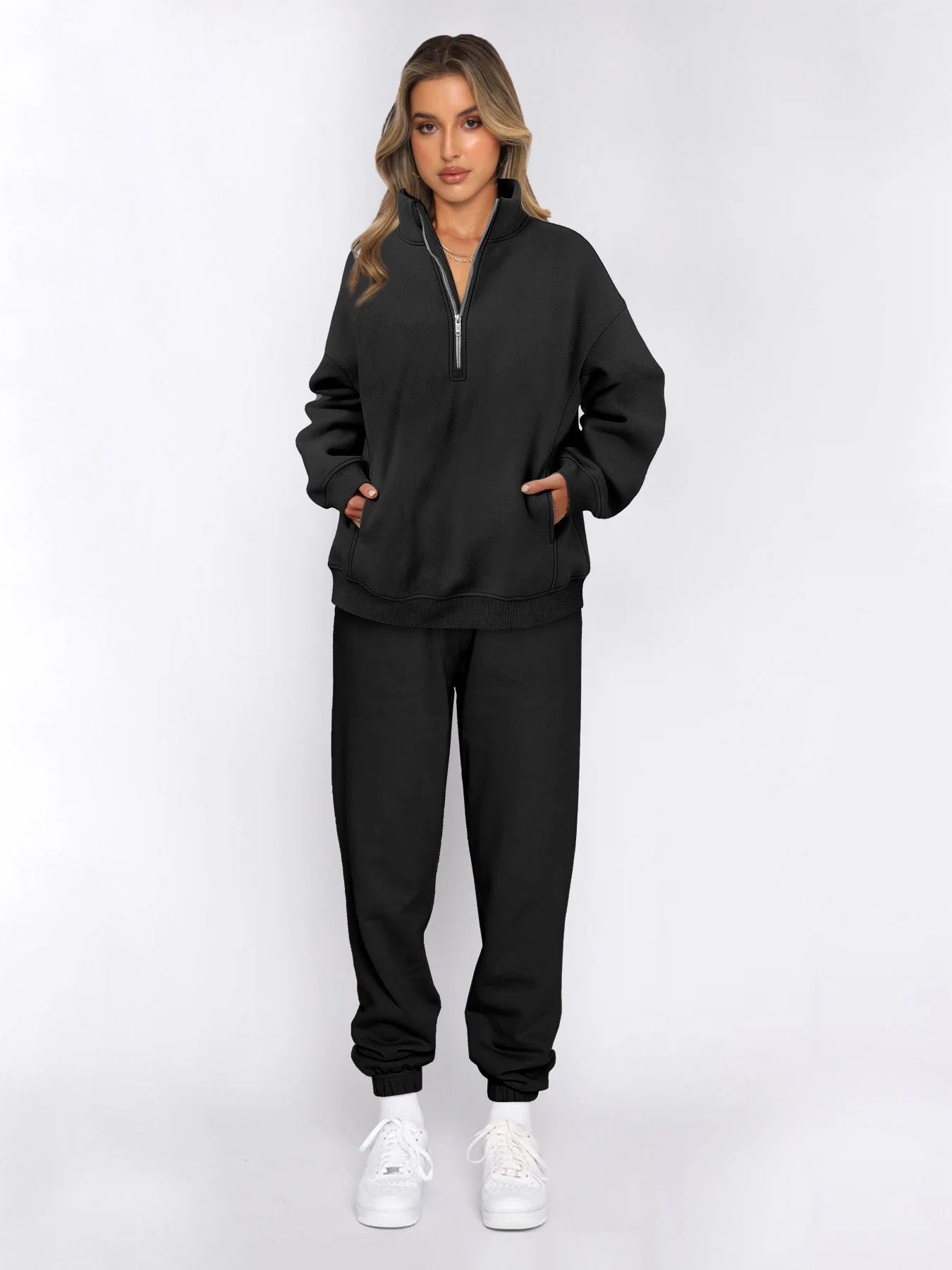 Damen Sportliches Set mit Stehkragen und Praktischem Reißverschluss Heidi-Mode