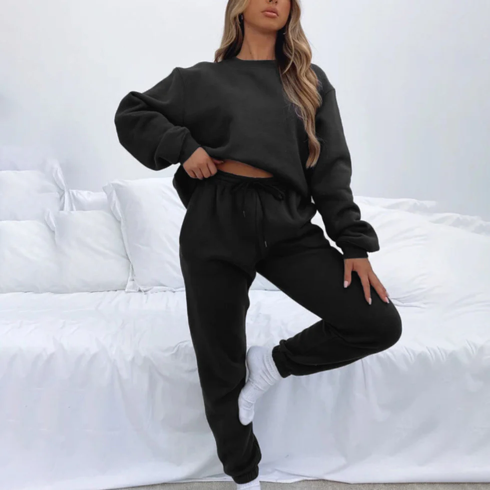 Jogginganzug Damen Sweatset aus Baumwollmix mit lockerem Schnitt - Image 24