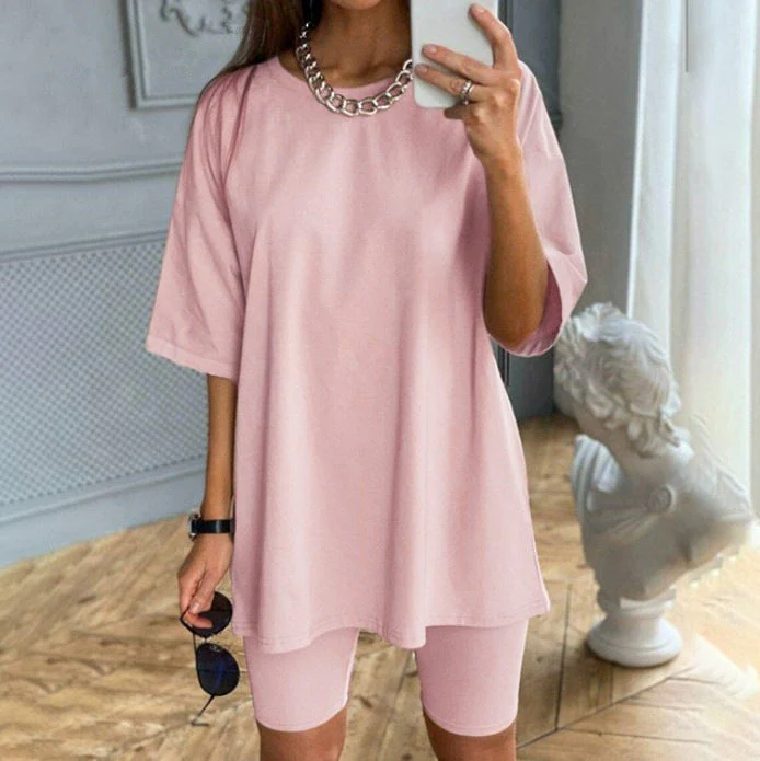Damen Sportliches Zweiteiliges Set mit T-Shirt und Shorts Heidi-Mode - Image 7