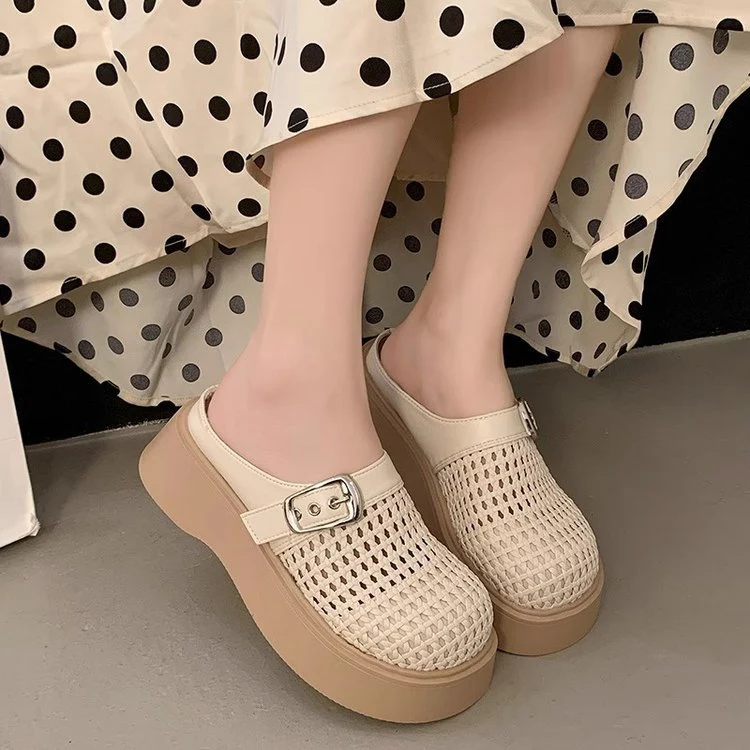 Damen Stabile Plateauschuhe mit luftdurchlässigem Geflecht und modischem Schnallenverschluss Heidi Mode - Image 3