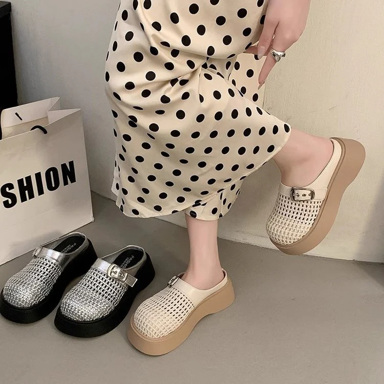 Damen Stabile Plateauschuhe mit luftdurchlässigem Geflecht und modischem Schnallenverschluss Heidi Mode - Image 5