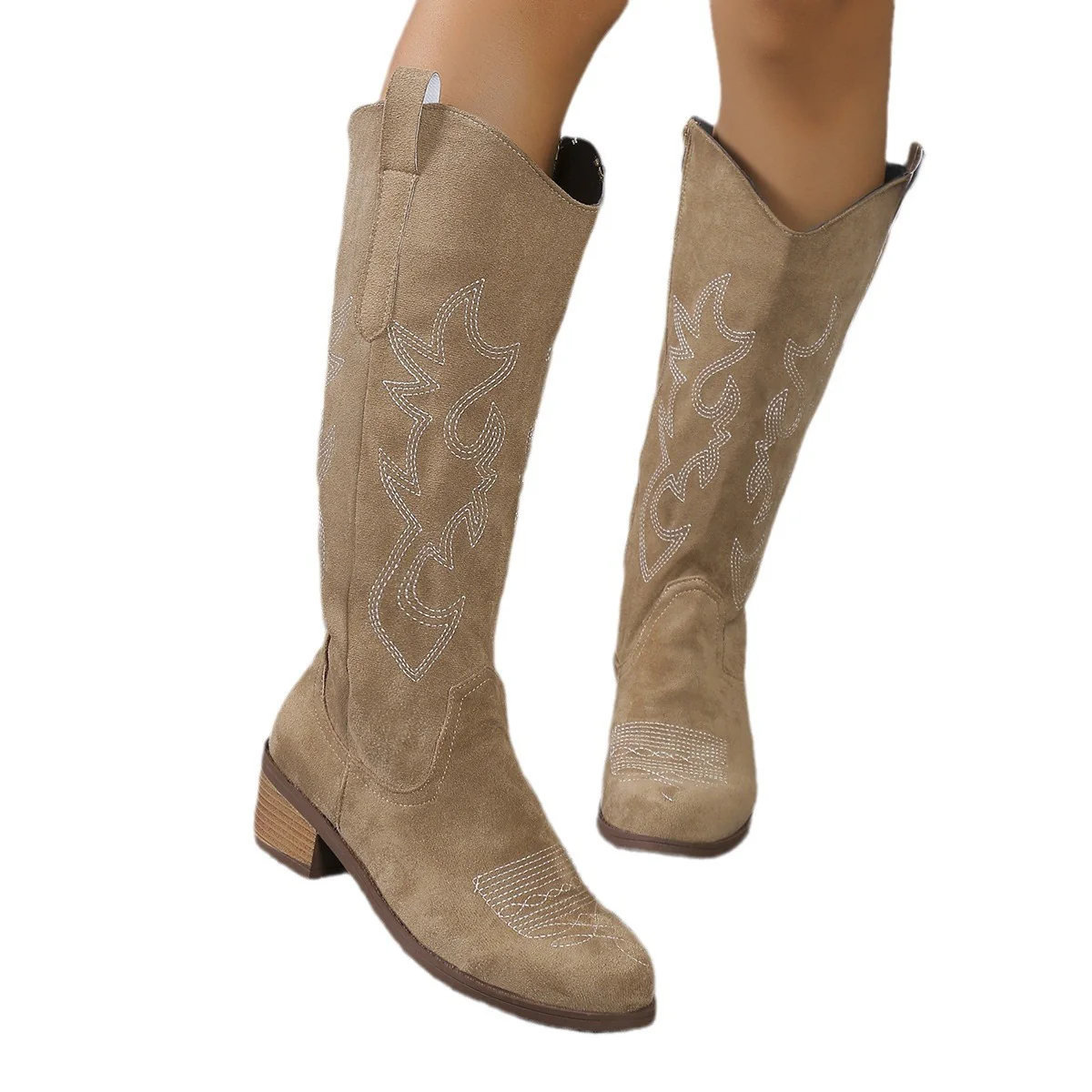 Damen Stiefel im Western-Stil mit modischem Zierstickmuster und komfortablem Blockabsatz Heidi Mode - Image 5