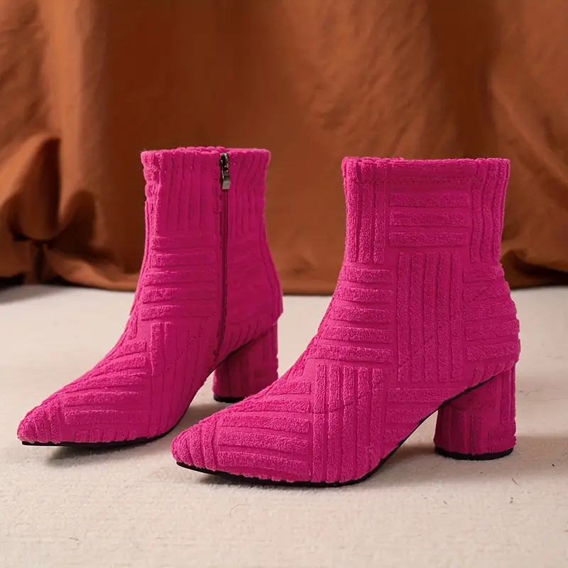 Damen Stiefel mit klobigem Absatz und fester Farbe Heidi Mode - Image 2