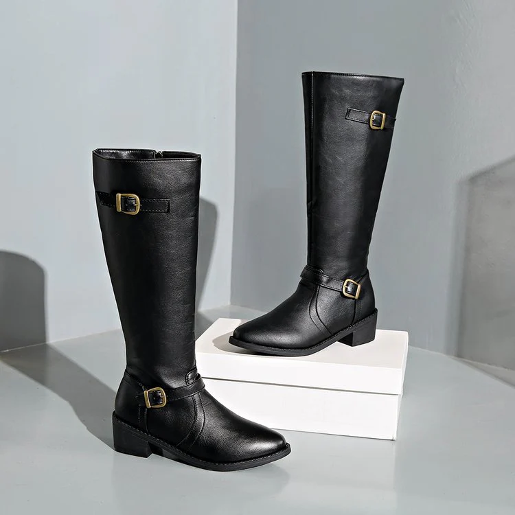 Damen Stiefel mit modischem Gurt-Detail und praktischem Reißverschluss Heidi Mode