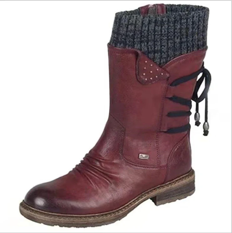 Damen Stiefel mit modischem Strickkragen und praktischem Schnürsystem Heidi Mode - Image 10