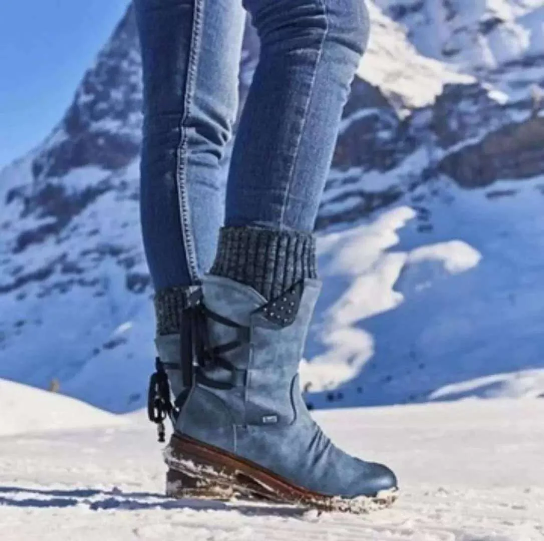 Damen Stiefel mit modischem Strickkragen und praktischem Schnürsystem Heidi Mode - Image 6