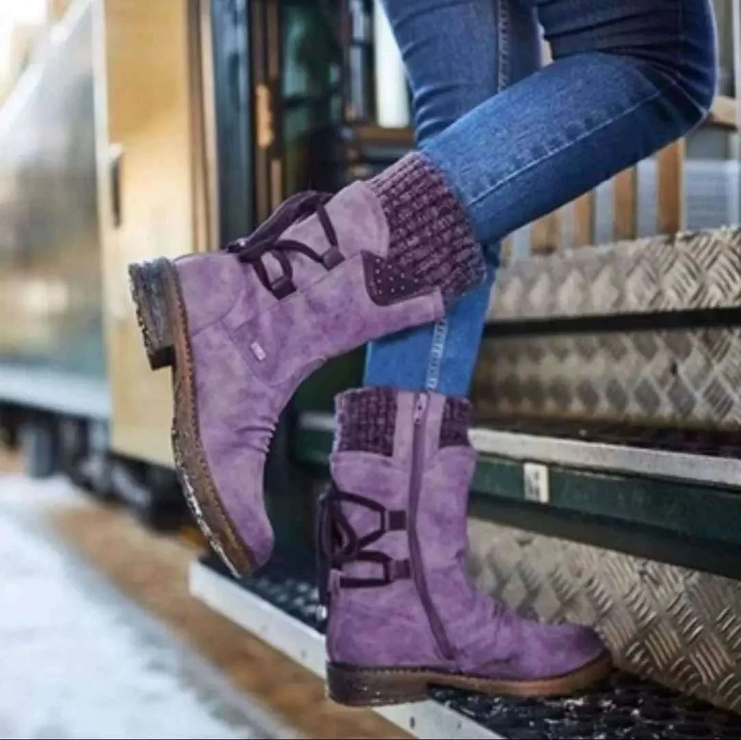 Damen Stiefel mit modischem Strickkragen und praktischem Schnürsystem Heidi Mode - Image 7