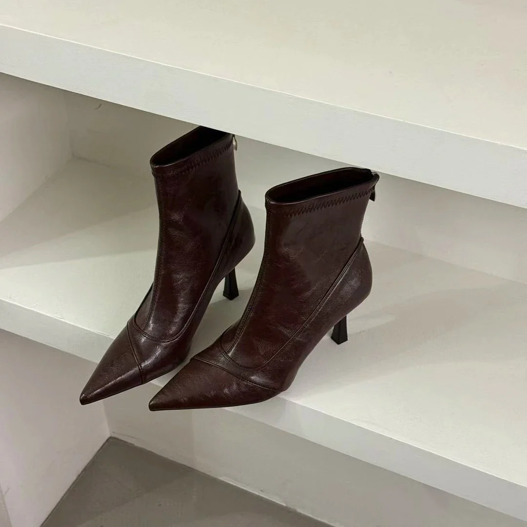 Damen Stiefeletten aus hochwertigem Leder mit elegantem Spitzenabsatz Heidi Mode - Image 4