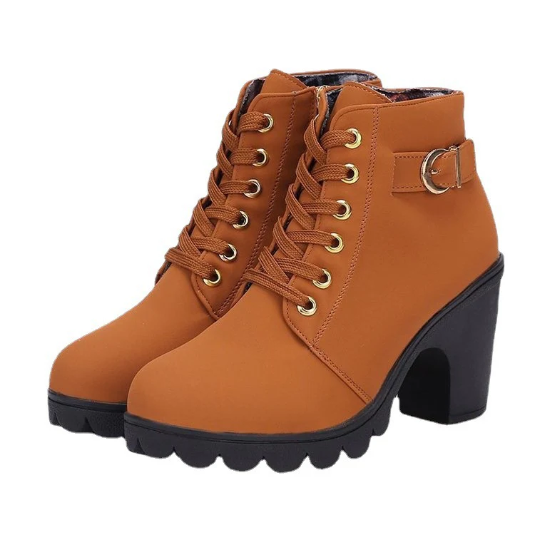 Damen Stiefeletten mit Blockabsatz und Schnürung Heidi Mode - Image 5