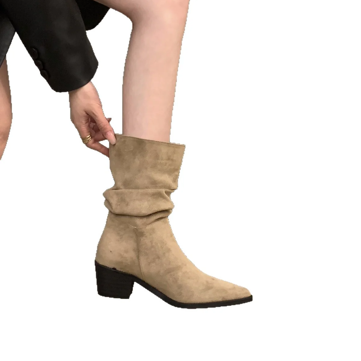 Damen Stiefeletten mit gerafftem Schaft und spitzem Fußteil Heidi Mode - Image 5