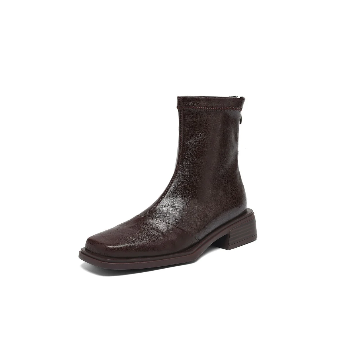 Damen Stiefeletten mit modischem Blockabsatz und hochwertiger Lederoberfläche Heidi Mode - Image 5