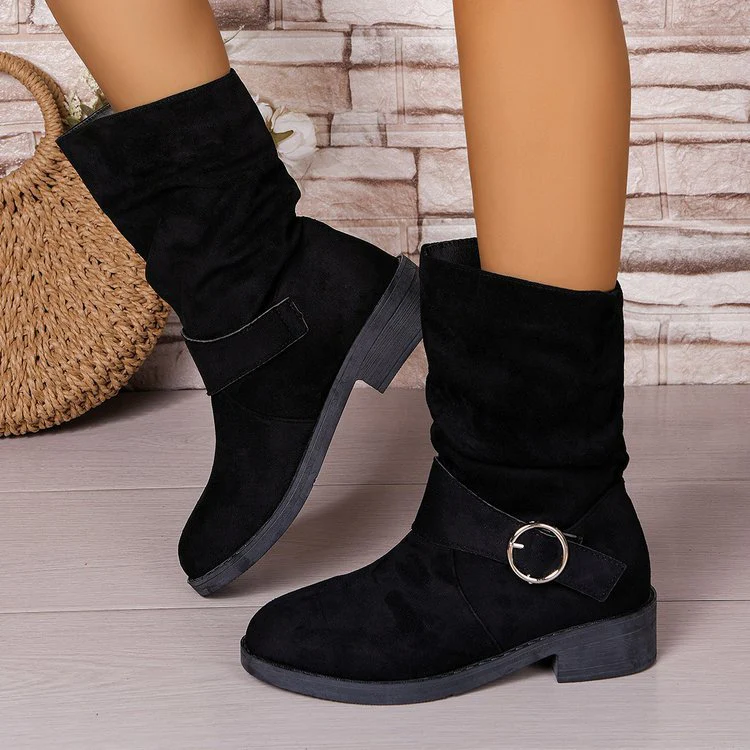 Damen Stiefeletten mit modischem Falten-Design und dekorativem Riemen Heidi Mode - Image 3