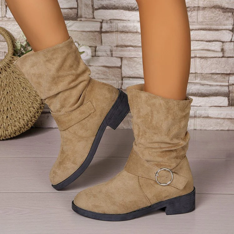 Damen Stiefeletten mit modischem Falten-Design und dekorativem Riemen Heidi Mode - Image 4