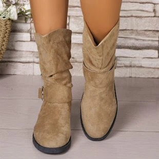 Damen Stiefeletten mit modischem Falten-Design und dekorativem Riemen Heidi Mode - Image 6
