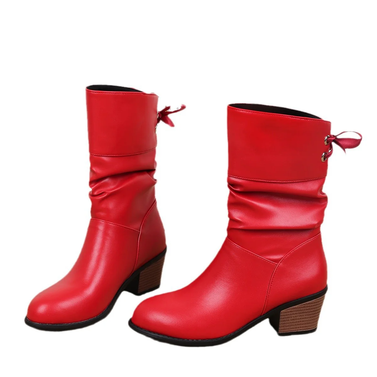 Damen Stiefeletten mit modischem Falten-Design und verstellbarem Riemen Heidi Mode - Image 5