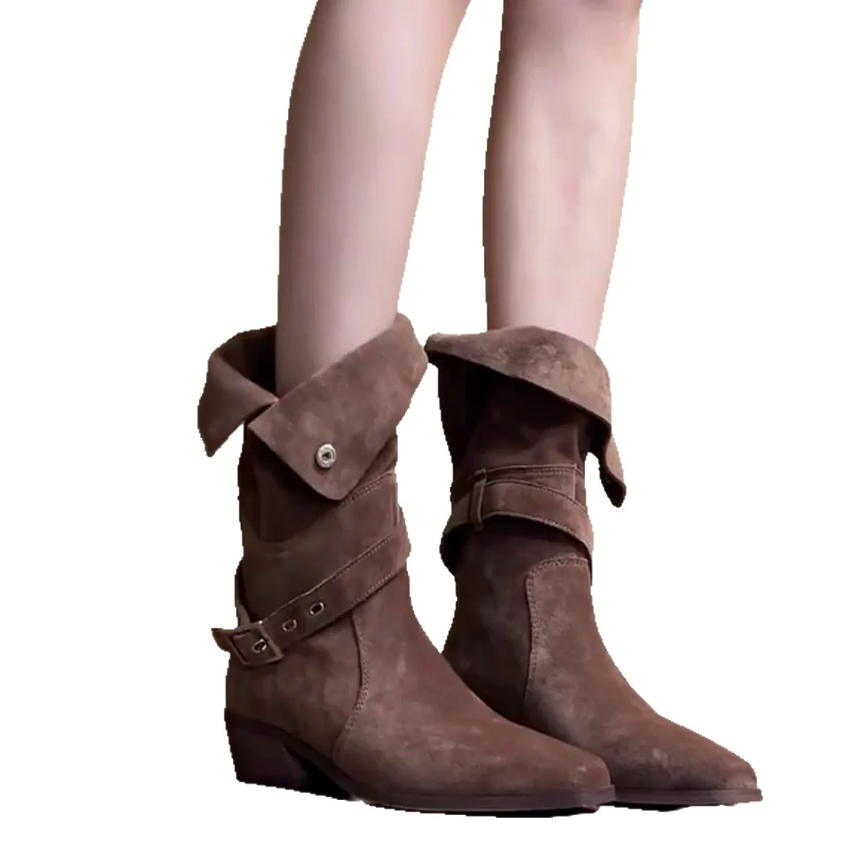 Damen Stiefeletten mit modischem Faltenwurf und eleganter Schnallenverzierung Heidi Mode - Image 5