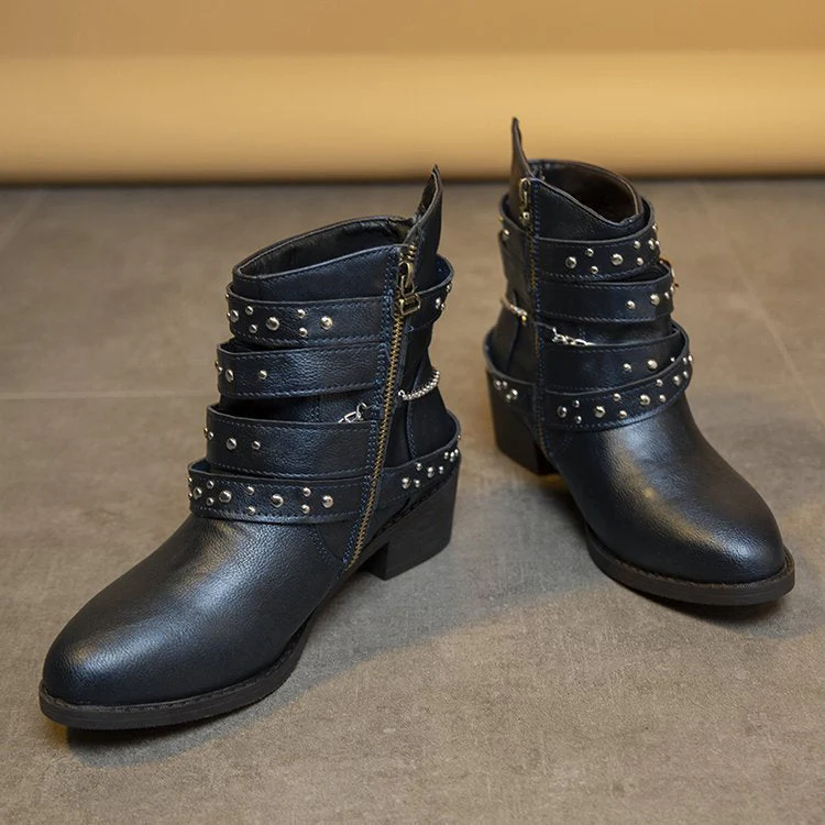 Damen Stiefeletten mit Modischem Riemen-Design und Dekorativen Akzenten Heidi-Mode - Image 5