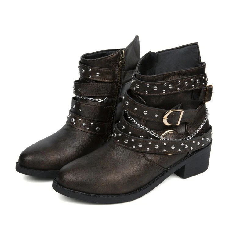 Damen Stiefeletten mit Modischem Riemen-Design und Dekorativen Akzenten Heidi-Mode - Image 6