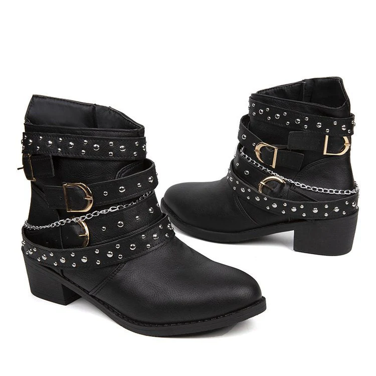 Damen Stiefeletten mit Modischem Riemen-Design und Dekorativen Akzenten Heidi-Mode - Image 8