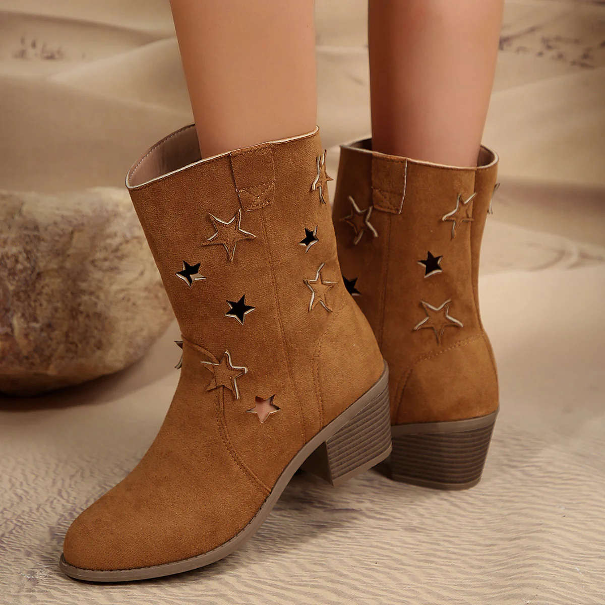 Damen Stiefeletten mit modischem Sternenmuster und komfortablem Blockabsatz Heidi Mode - Image 3