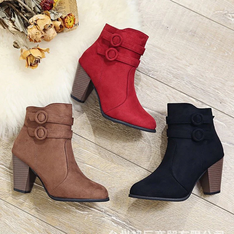 Damen Stiefeletten mit modischen Riemen und komfortablem Blockabsatz Heidi Mode - Image 4