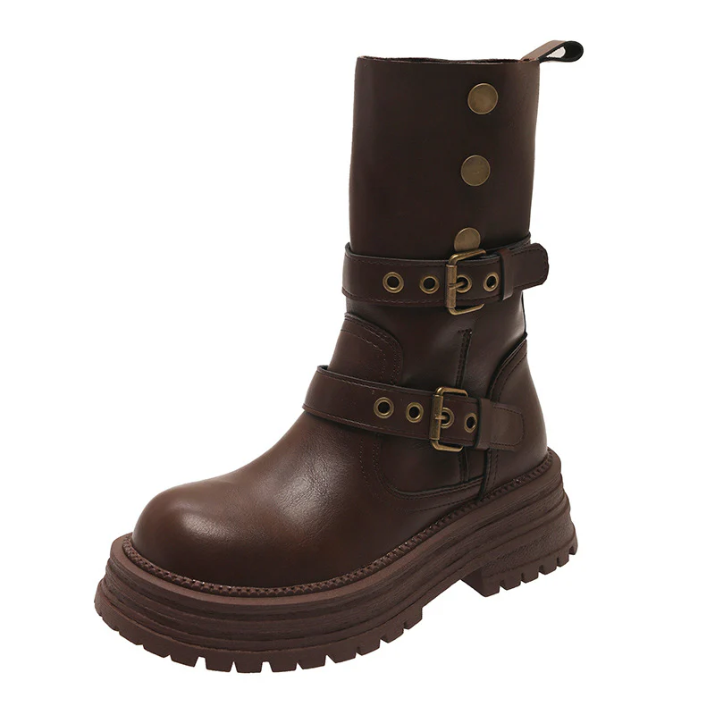 Damen Stiefeletten mit modischen Schnallen und robuster Plateausohle Heidi Mode - Image 5