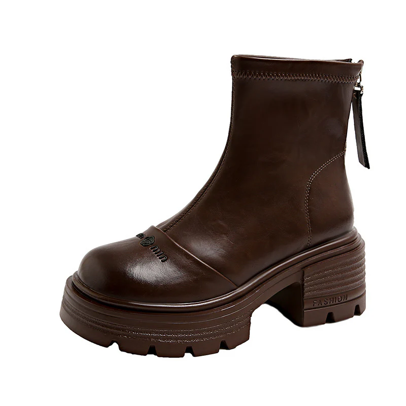 Damen Stiefeletten mit robustem Blockabsatz und modernem Reißverschluss Heidi Mode - Image 5