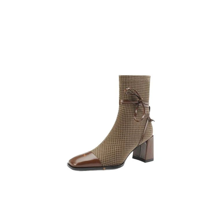 Damen Stiefeletten mit stilvollem Karomuster und eleganter Schnürung Heidi Mode - Image 5