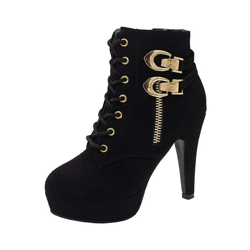 Damen Stiefeletten mit stylischem Schnürdesign und goldenen Akzent-Details Heidi Mode - Image 5