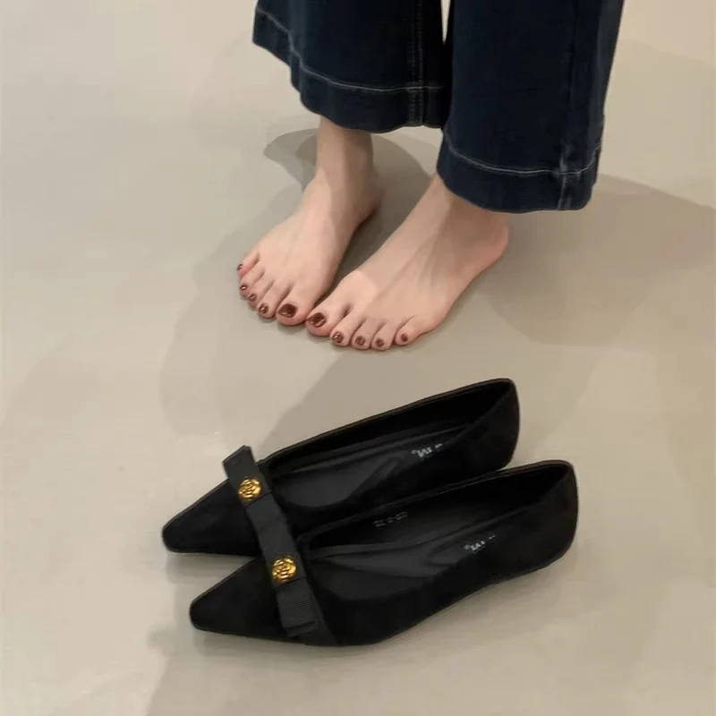 Damen stilvolle Ballerinas mit einzigartigem Schleifenakzent und hochwertiger Wildlederoberfläche Heidi Mode - Image 2