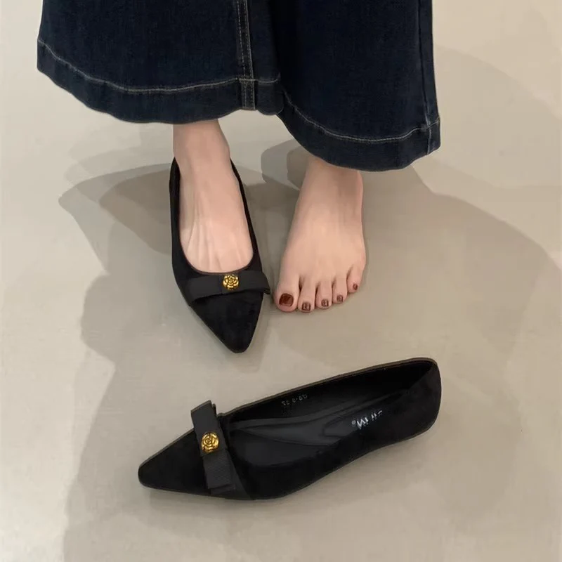 Damen stilvolle Ballerinas mit einzigartigem Schleifenakzent und hochwertiger Wildlederoberfläche Heidi Mode - Image 4