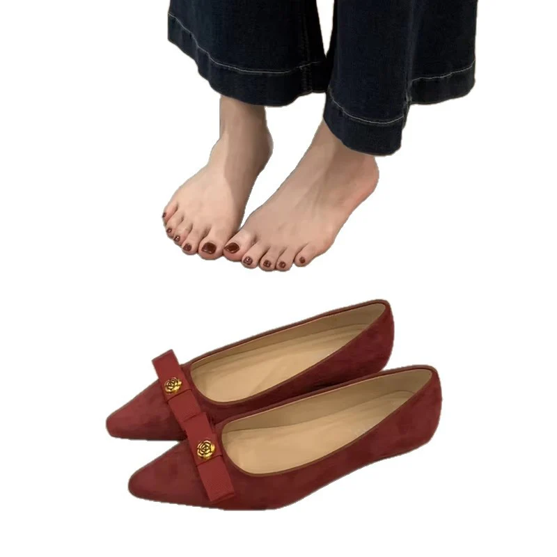 Damen stilvolle Ballerinas mit einzigartigem Schleifenakzent und hochwertiger Wildlederoberfläche Heidi Mode - Image 5