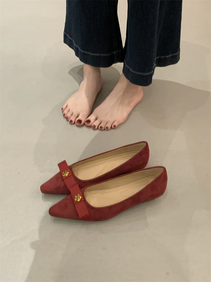 Damen stilvolle Ballerinas mit einzigartigem Schleifenakzent und hochwertiger Wildlederoberfläche Heidi Mode - Image 8